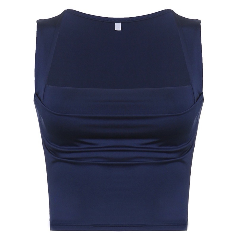 Low Cut Slim Camisole Blue Top - Small